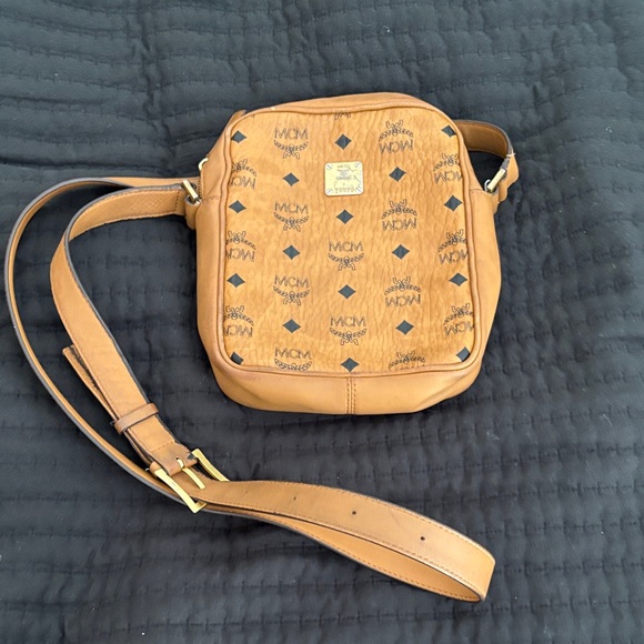 MCM Handbags - MCM Brown Crossbody Bag with Logo Pattern